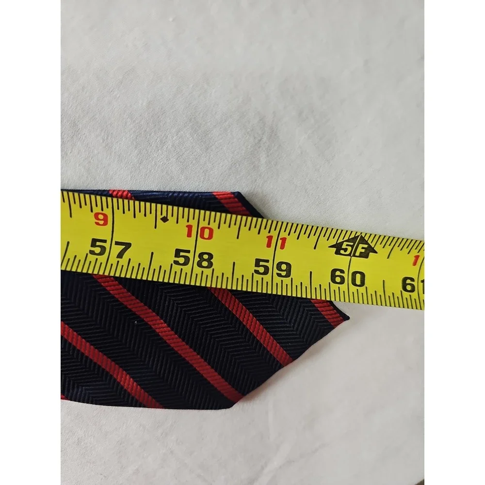 Men's Necktie Tie Classic Striped Red Blue‎ 100% Silk Hand Made Preppy